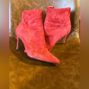 Steven By Steve Madden Red Suede Ankle Booties